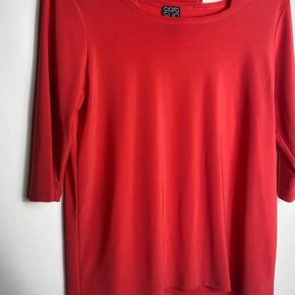Clara Sun Woo Womens Blouse Sz XS Orange Color - Picture 3 of 6